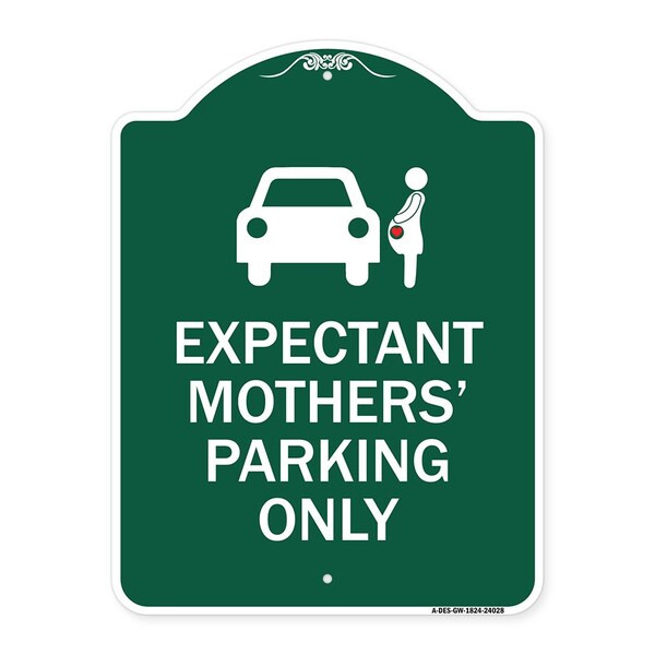 Expectant Mothers Parking W/ Graphic, Green & White Aluminum Sign, 24" L, 18" H, GW-1824-24028
